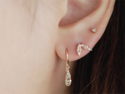 Cognac Diamond Raindrop Hook Earrings 18K 꼬냑 다이아몬드 빗방울 훅 귀걸이