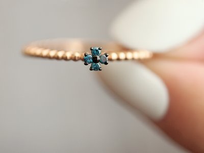 Blue Diamond Cherry Blossom Ring 18K 블루 다이아몬드 벚꽃 반지