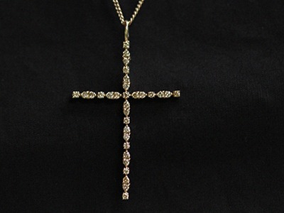Cognac Diamond Slim Necklace 18K 꼬냑 다이아몬드 슬림 십자가 목걸이