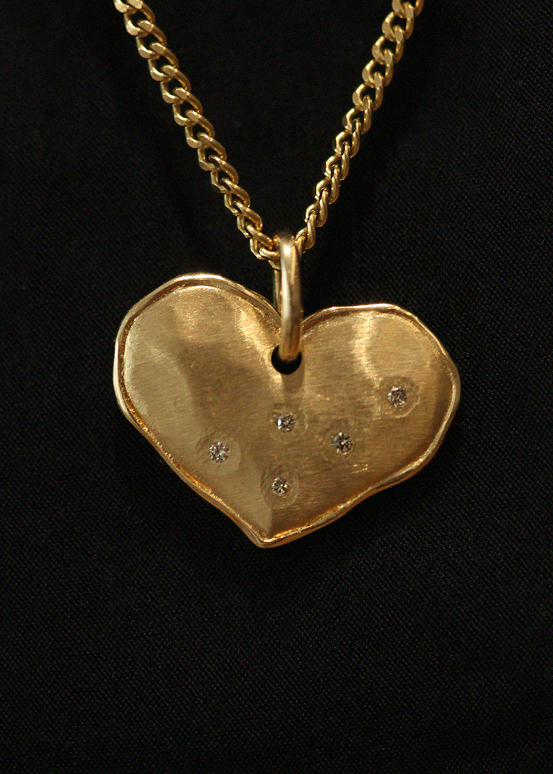 5P Cognac Diamond Heart Pendant 18K 5P 꼬냑 다이아몬드 하트 펜던트