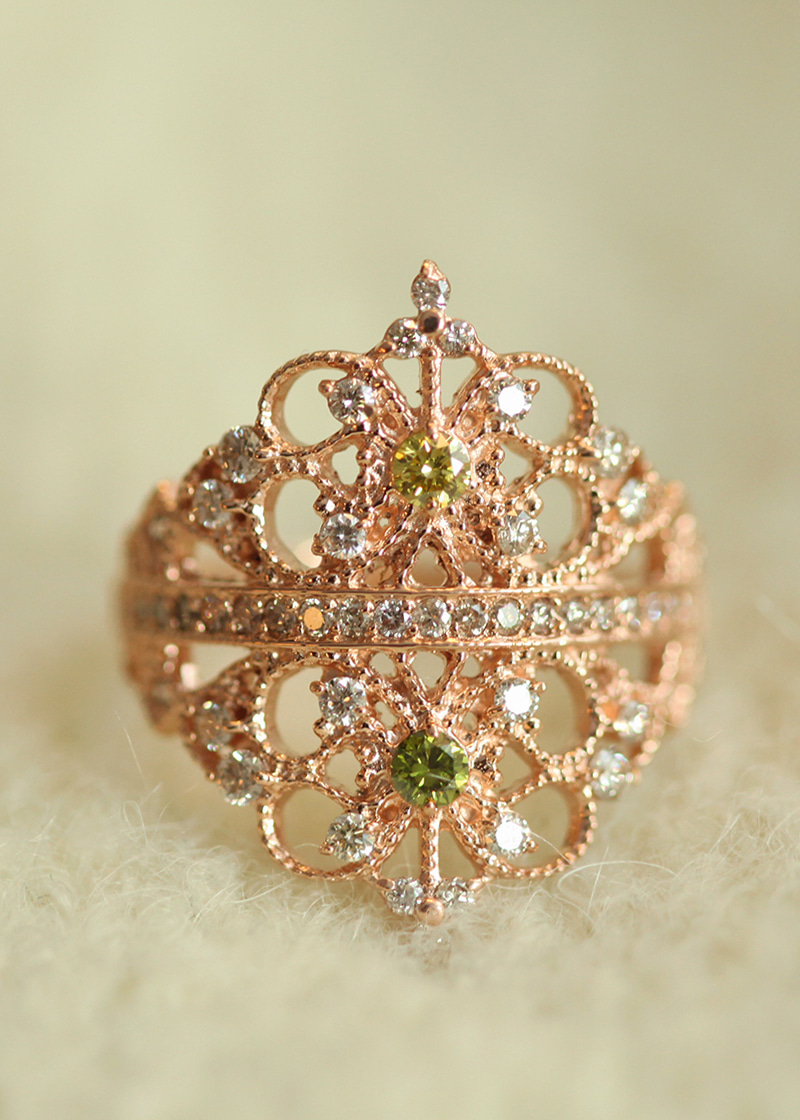 Yellow Diamond, Green Diamond, Cognac Diamond Inception Ring 18K 옐로우 다이아몬드, 그린 다이아몬드, 꼬냑 다이아몬드 인셉션 반지