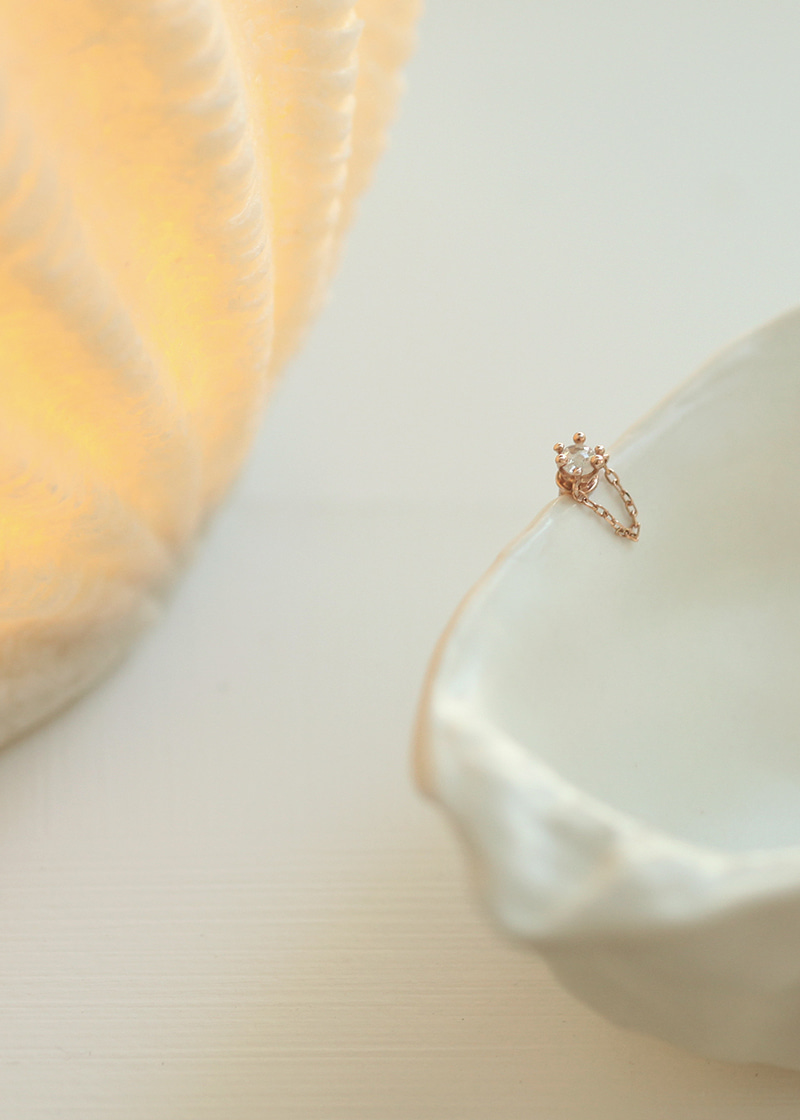 SingleㆍRough Diamond Swing Piercing 18K 낱개ㆍ러프 다이아몬드 스윙 피어싱 (옐로우, 그레이 선택)