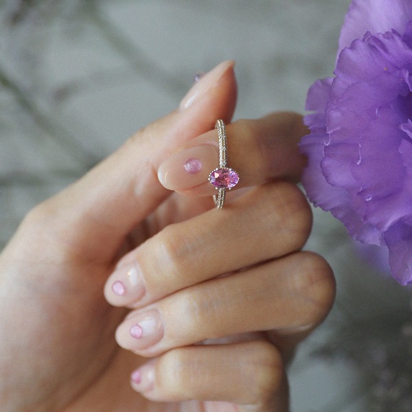 Gray Rough Diamond, Pink Sapphire Better Ring 그레이 러프 다이아몬드, 핑크 사파이어 베터 반지