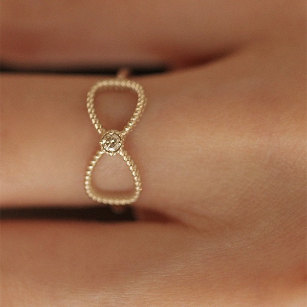 1P Cognac Diamond Twisted Ribbon Ring 18K 1P 꼬냑 다이아몬드 꽈배기 리본 반지