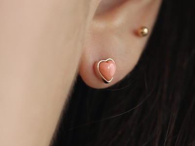 Made by K/BB Petit Heart Coral Earrings 18K 쁘띠 하트 산호 귀걸이