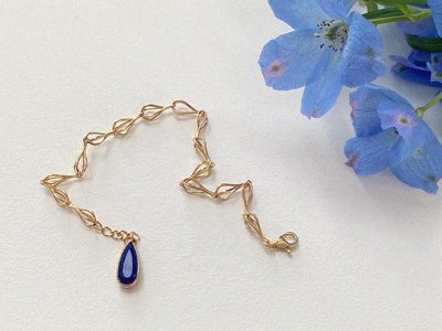 Pear Lapis Lazuli Chain Bracelet 18K 물방울 라피스라줄리 체인 팔찌