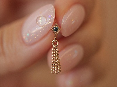 SingleㆍBlue Diamond Tassel Piercing 18K 낱개ㆍ블루 다이아몬드 태슬 피어싱