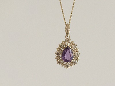 Cognac Diamond, Pear Purple Sapphire Soo Necklace 18K 꼬냑 다이아몬드, 물방울 퍼플 사파이어 수 목걸이