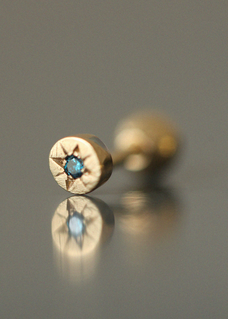 SingleㆍBlue Diamond Egypt Piercing 18K 낱개ㆍ블루 다이아몬드 이집트 피어싱