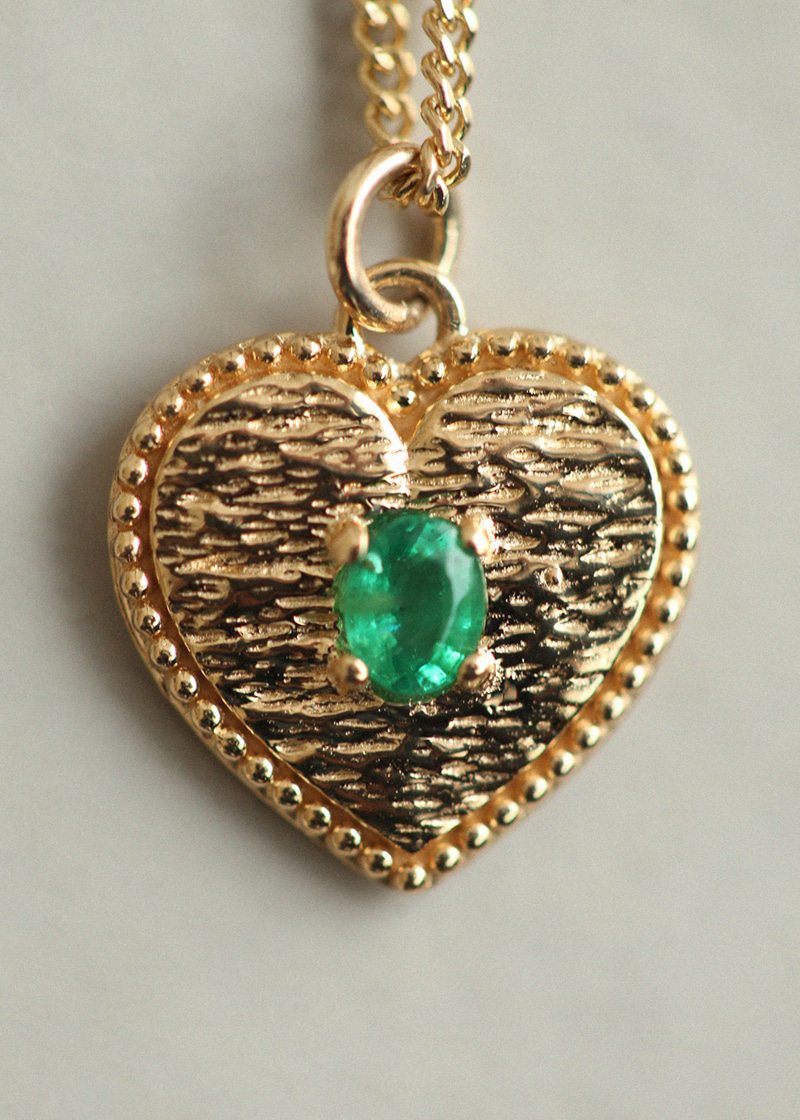 1P Emerald Heart Necklace 18K 1P 에메랄드 하트 목걸이